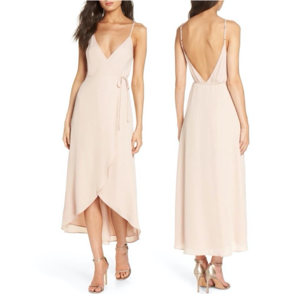 Show Me Your MuMu Light Pink Wrap Midi Dress